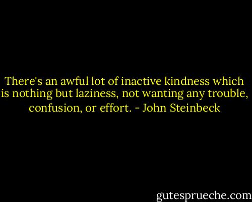 There's an awful lot of inactive kindness which is nothing but laziness, not wanting any trouble, confusion, or effort. - John Steinbeck