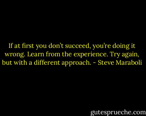 If at first you don’t succeed, you’re doing it wrong. Learn from the experience. Try again, but with a different approach. - Steve Maraboli
