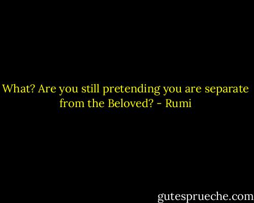 What? Are you still pretending you are separate from the Beloved? - Rumi