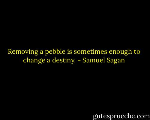 Removing a pebble is sometimes enough to change a destiny. - Samuel Sagan