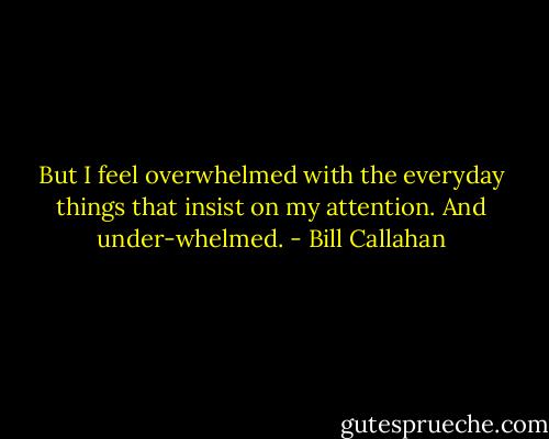 But I feel overwhelmed with the everyday things that insist on my attention. And under-whelmed. - Bill Callahan