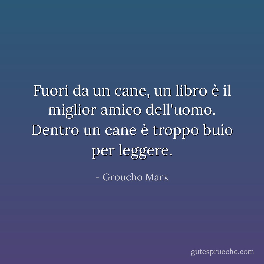 Fuori da un cane, un libro è il miglior amico dell'uomo. Dentro un cane è troppo buio per leggere. - Groucho Marx