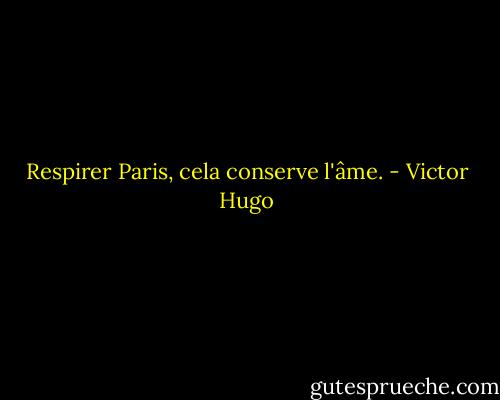 Respirer Paris, cela conserve l'âme. - Victor Hugo