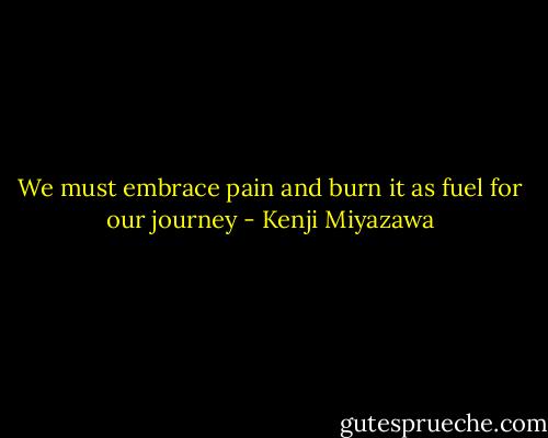 We must embrace pain and burn it as fuel for our journey - Kenji Miyazawa