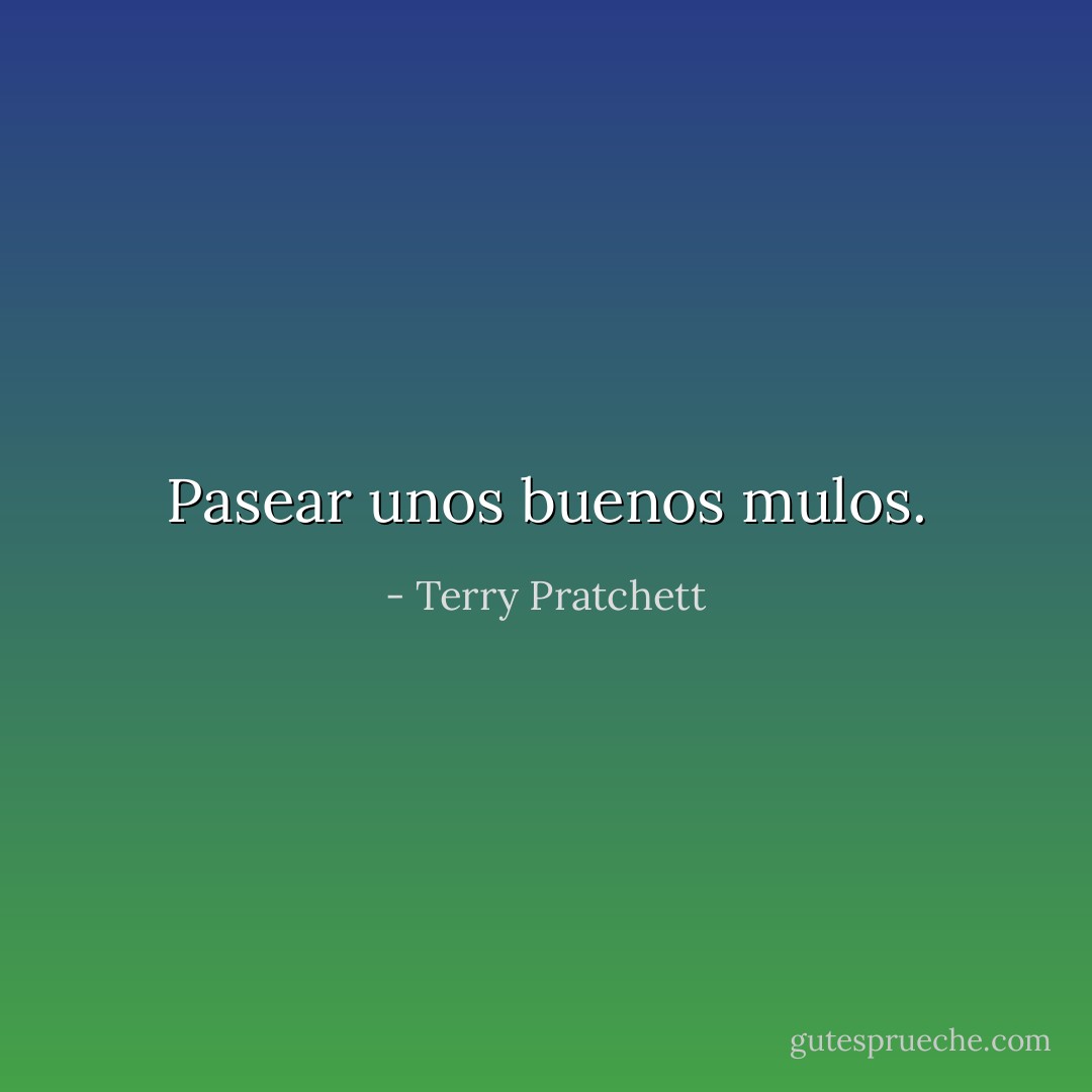 Pasear unos buenos mulos. - Terry Pratchett