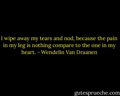 I wipe away my tears and nod, because the pain in my leg is nothing compare to the one in my heart. - Wendelin Van Draanen
