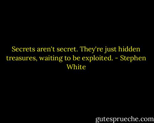 Secrets aren't secret. They're just hidden treasures, waiting to be exploited. - Stephen White