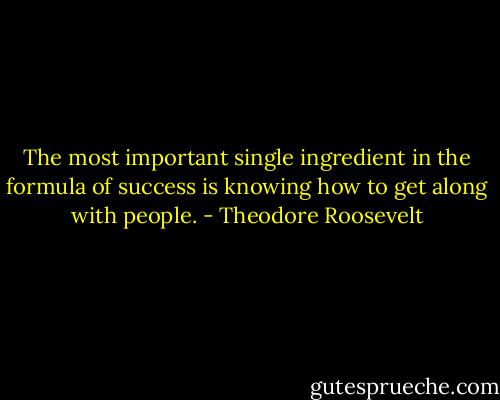 The most important single ingredient in the formula of success is knowing how to get along with people. - Theodore Roosevelt