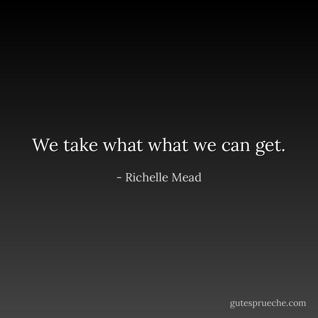 We take what what we can get. - Richelle Mead