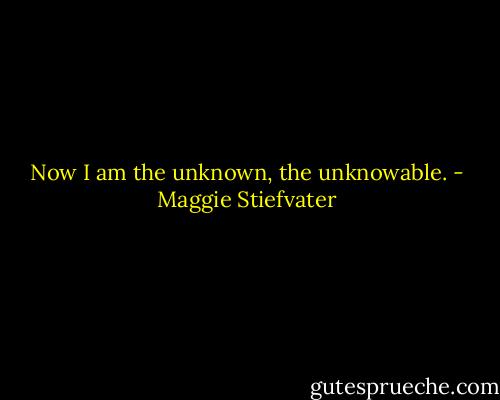 Now I am the unknown, the unknowable. - Maggie Stiefvater