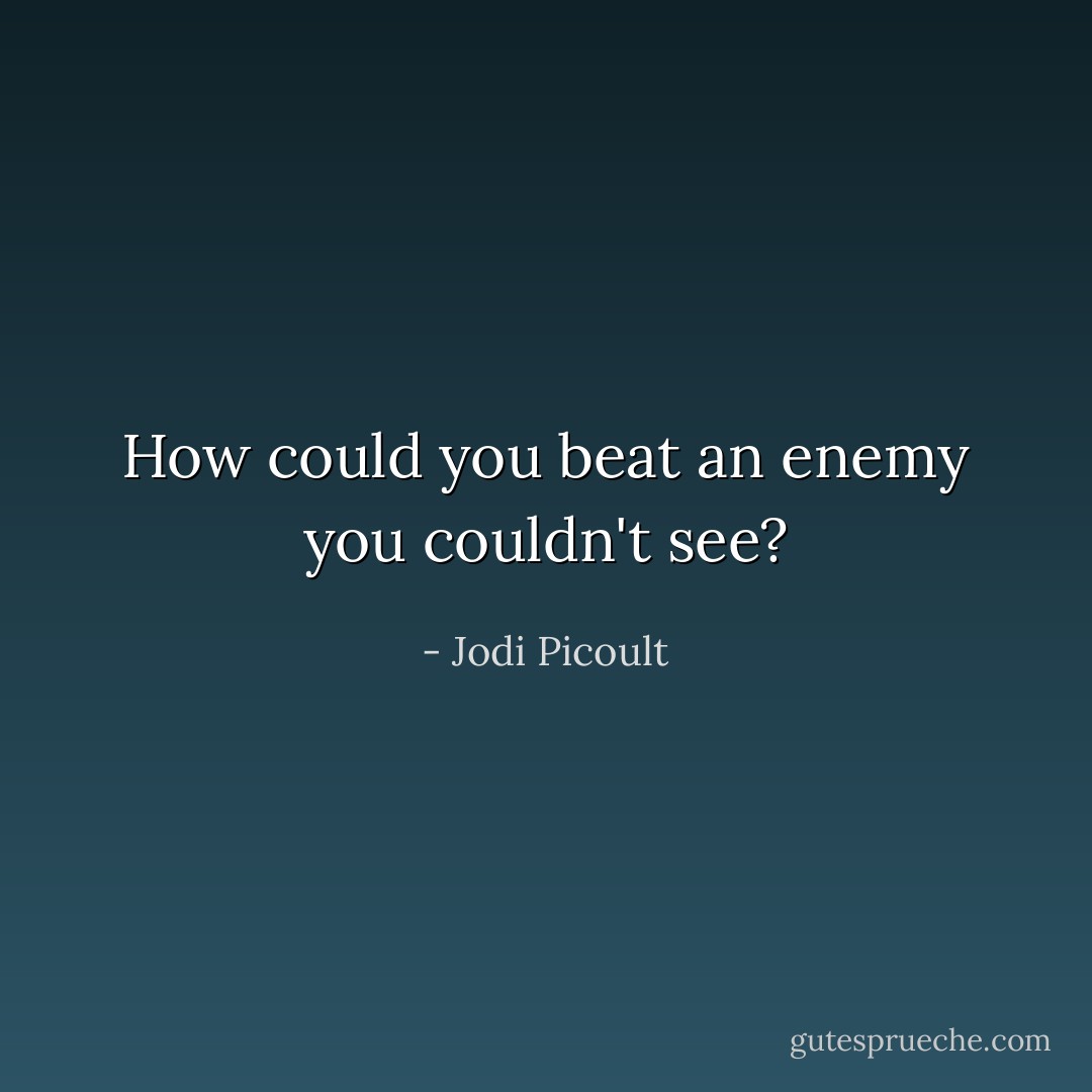 How could you beat an enemy you couldn't see? - Jodi Picoult