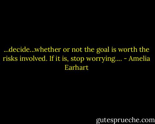 ...decide...whether or not the goal is worth the risks involved. If it is, stop worrying.... - Amelia Earhart