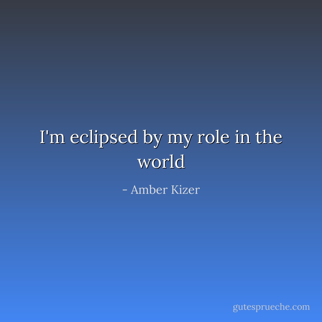 I'm eclipsed by my role in the world - Amber Kizer