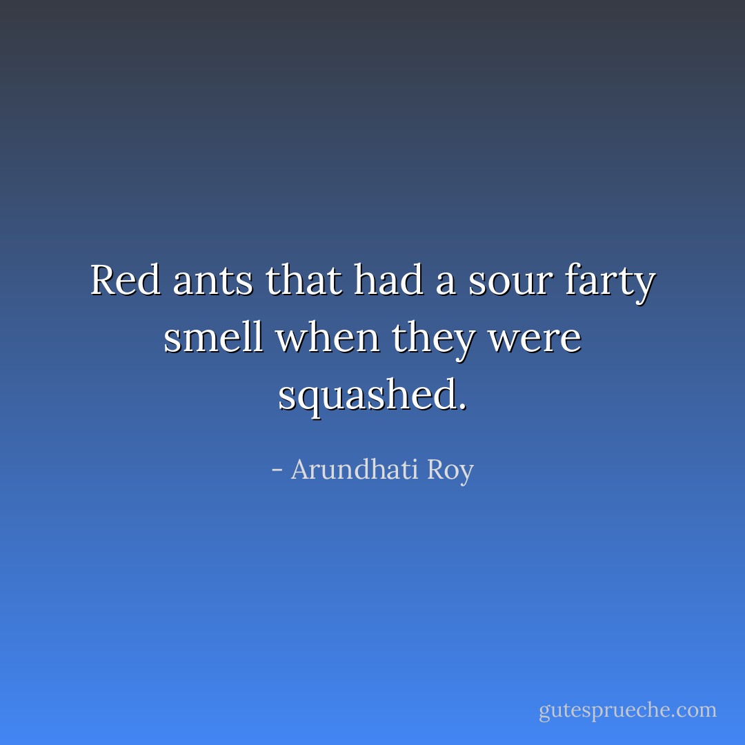 Red ants that had a sour farty smell when they were squashed. - Arundhati Roy