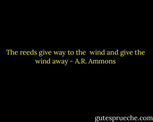 The reeds give<br />way to the<br /><br />wind and give<br />the wind away - A.R. Ammons