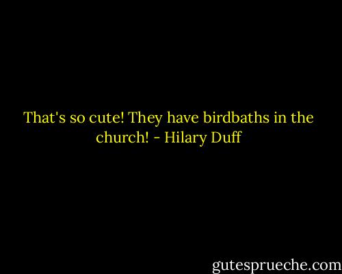 That's so cute! They have birdbaths in the church! - Hilary Duff