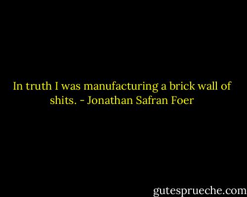 In truth I was manufacturing a brick wall of shits. - Jonathan Safran Foer