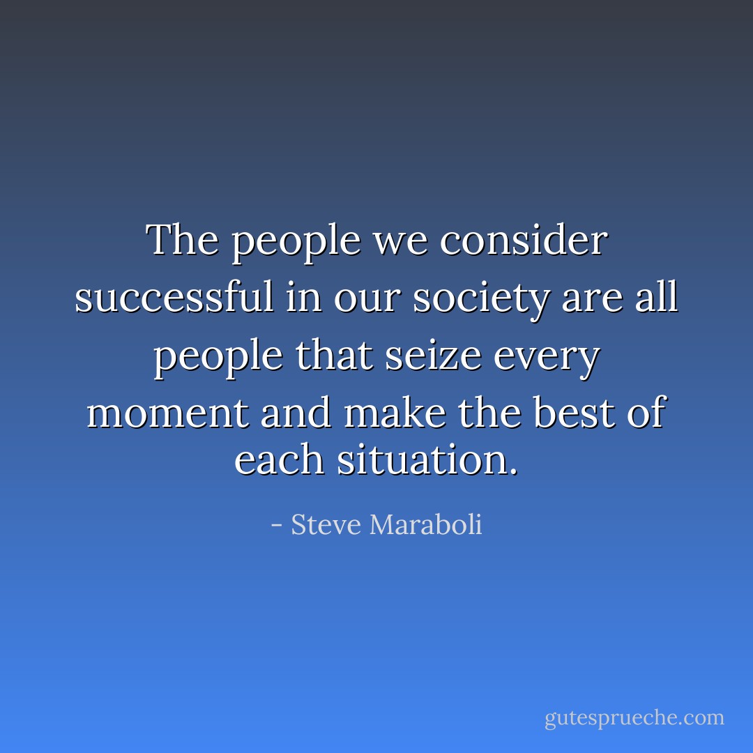 The people we consider successful in our society are all people that seize every moment and make the best of each situation. - Steve Maraboli