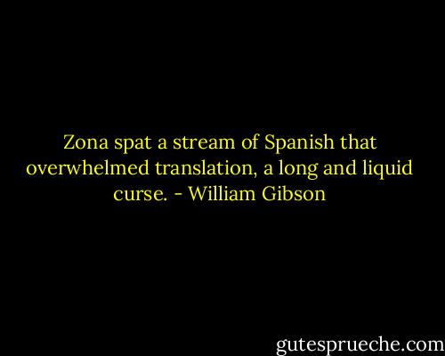 Zona spat a stream of Spanish that overwhelmed translation, a long and liquid curse. - William Gibson