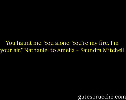 You haunt me. You alone. You're my fire. I'm your air." Nathaniel to Amelia - Saundra Mitchell