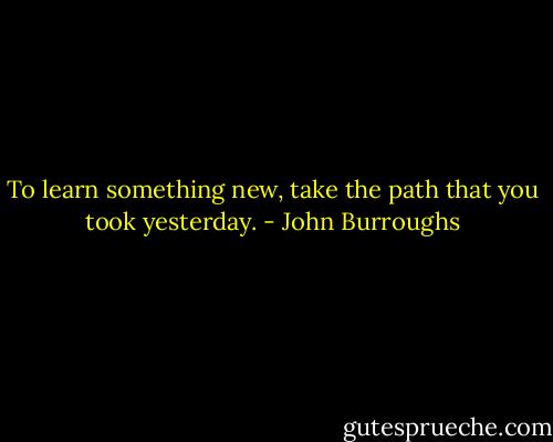To learn something new, take the path that you took yesterday. - John Burroughs