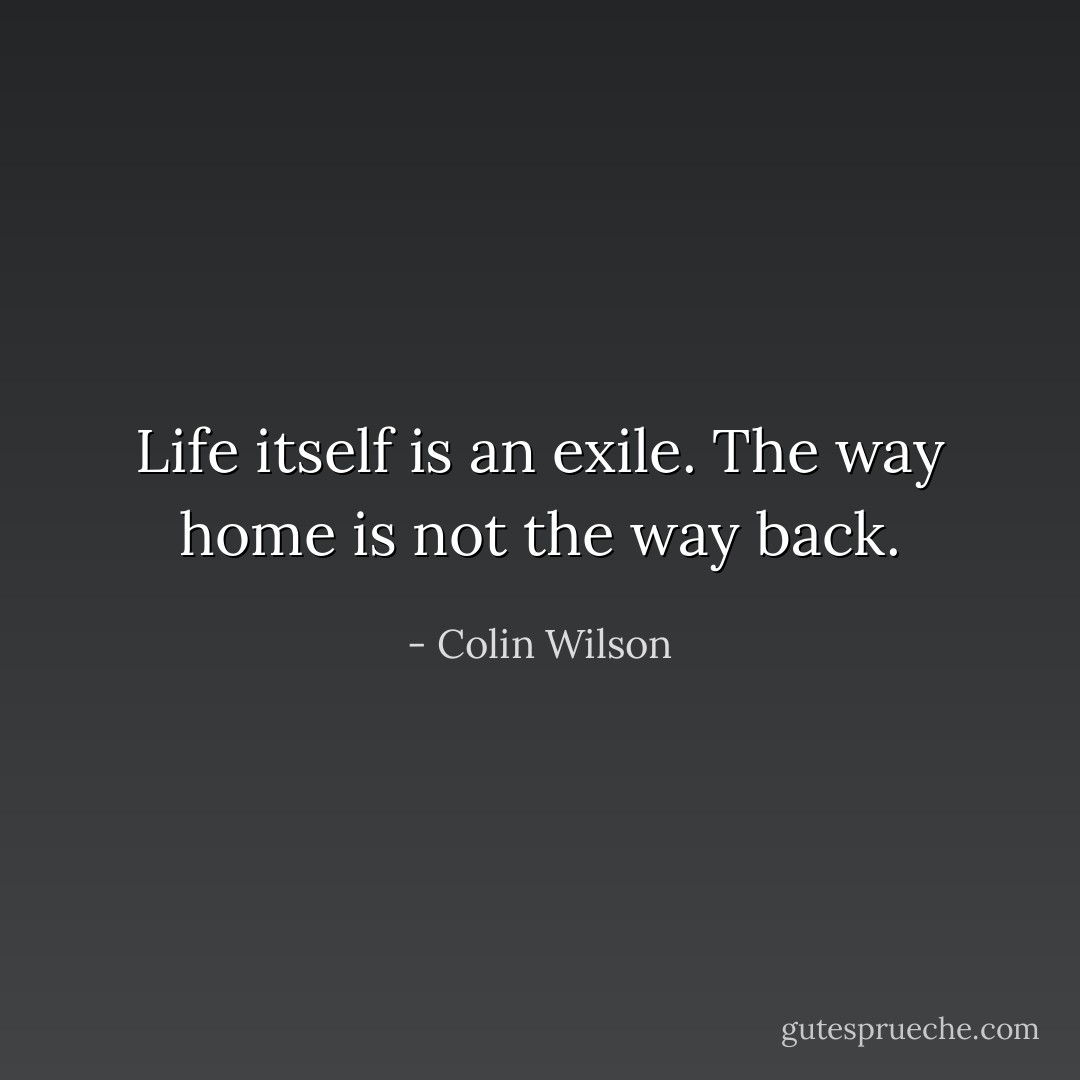 Life itself is an exile. The way home is not the way back. - Colin Wilson
