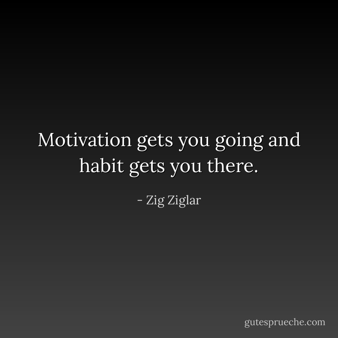 Motivation gets you going and habit gets you there. - Zig Ziglar