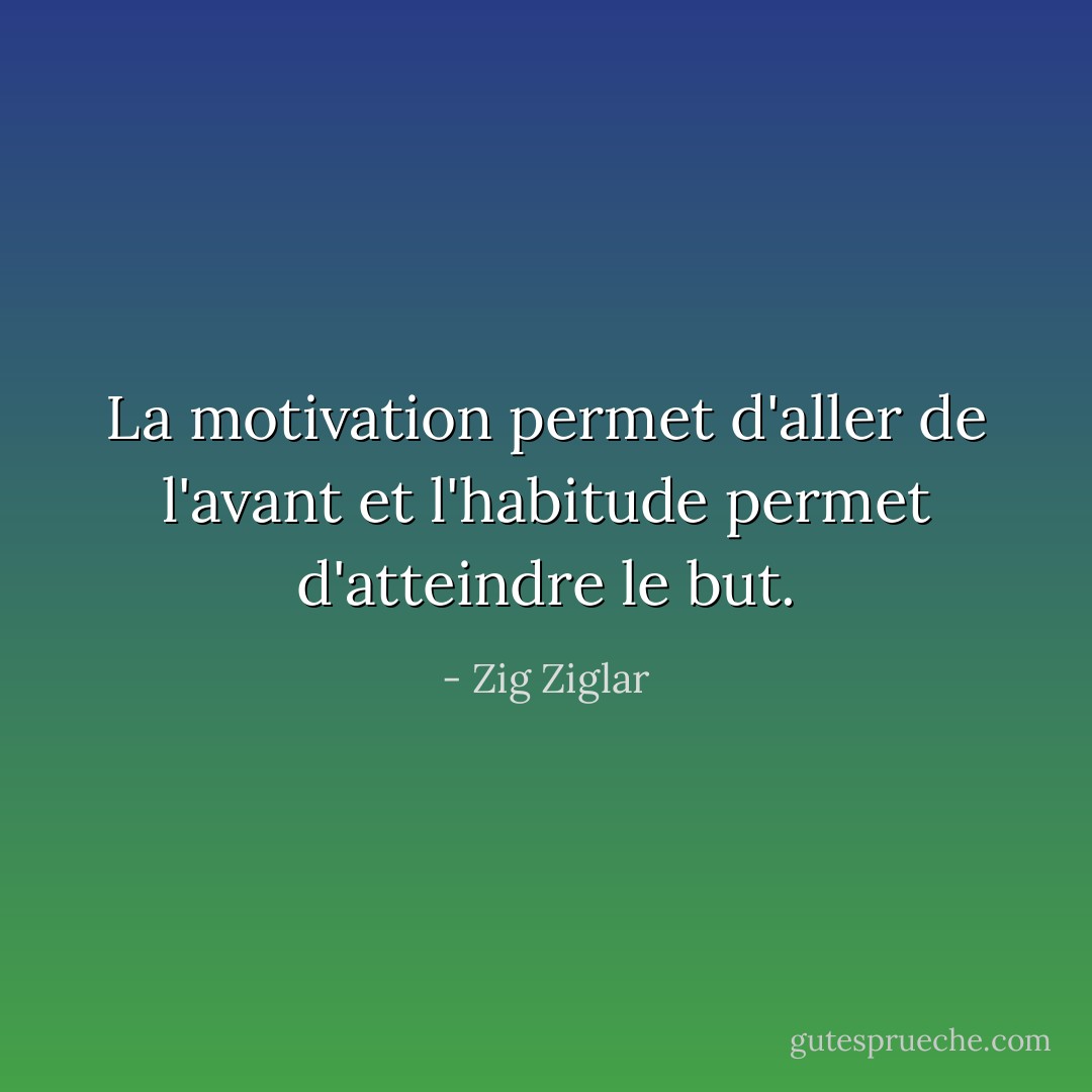 La motivation permet d'aller de l'avant et l'habitude permet d'atteindre le but. - Zig Ziglar