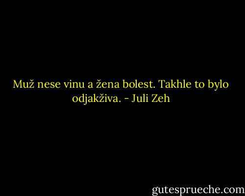 Muž nese vinu a žena bolest. Takhle to bylo odjakživa. - Juli Zeh