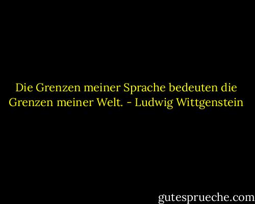 Die Grenzen meiner Sprache bedeuten die Grenzen meiner Welt. - Ludwig Wittgenstein