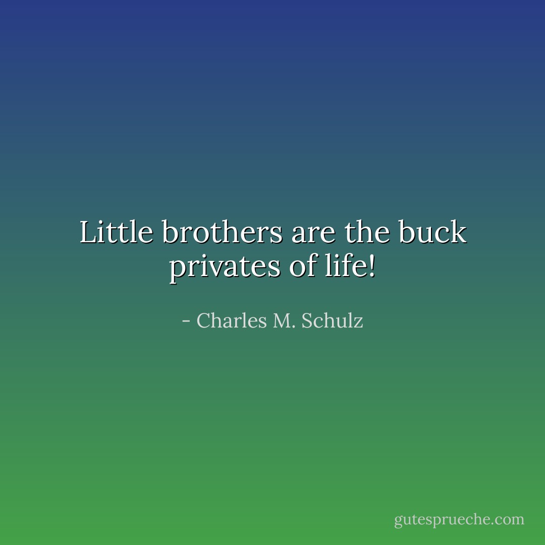 Little brothers are the buck privates of life! - Charles M. Schulz
