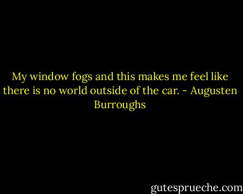 My window fogs and this makes me feel like there is no world outside of the car. - Augusten Burroughs
