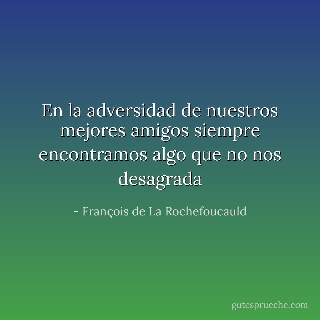 En la adversidad de nuestros mejores amigos siempre encontramos algo que no nos desagrada - François de La Rochefoucauld