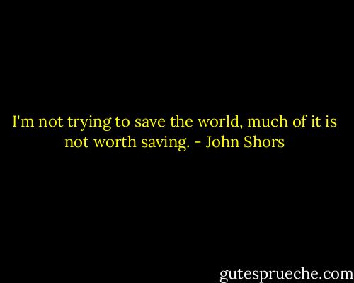 I'm not trying to save the world, much of it is not worth saving. - John Shors