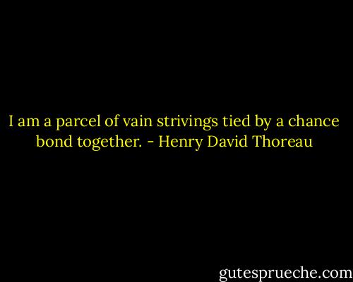 I am a parcel of vain strivings tied by a chance bond together. - Henry David Thoreau