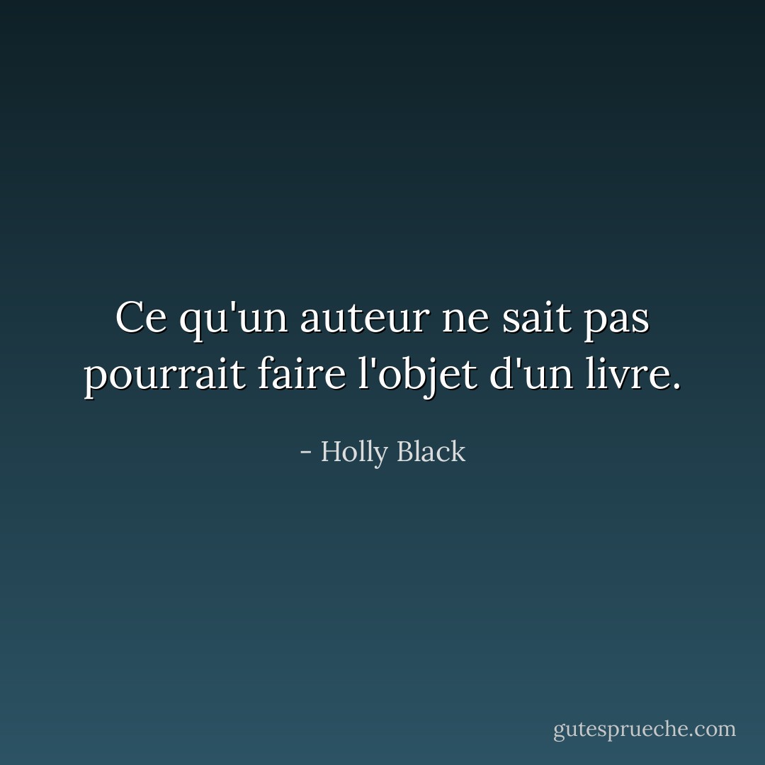 Ce qu'un auteur ne sait pas pourrait faire l'objet d'un livre. - Holly Black