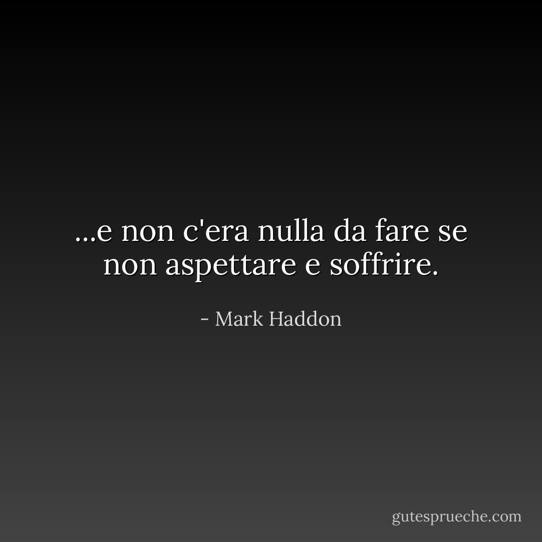 ...e non c'era nulla da fare se non aspettare e soffrire. - Mark Haddon