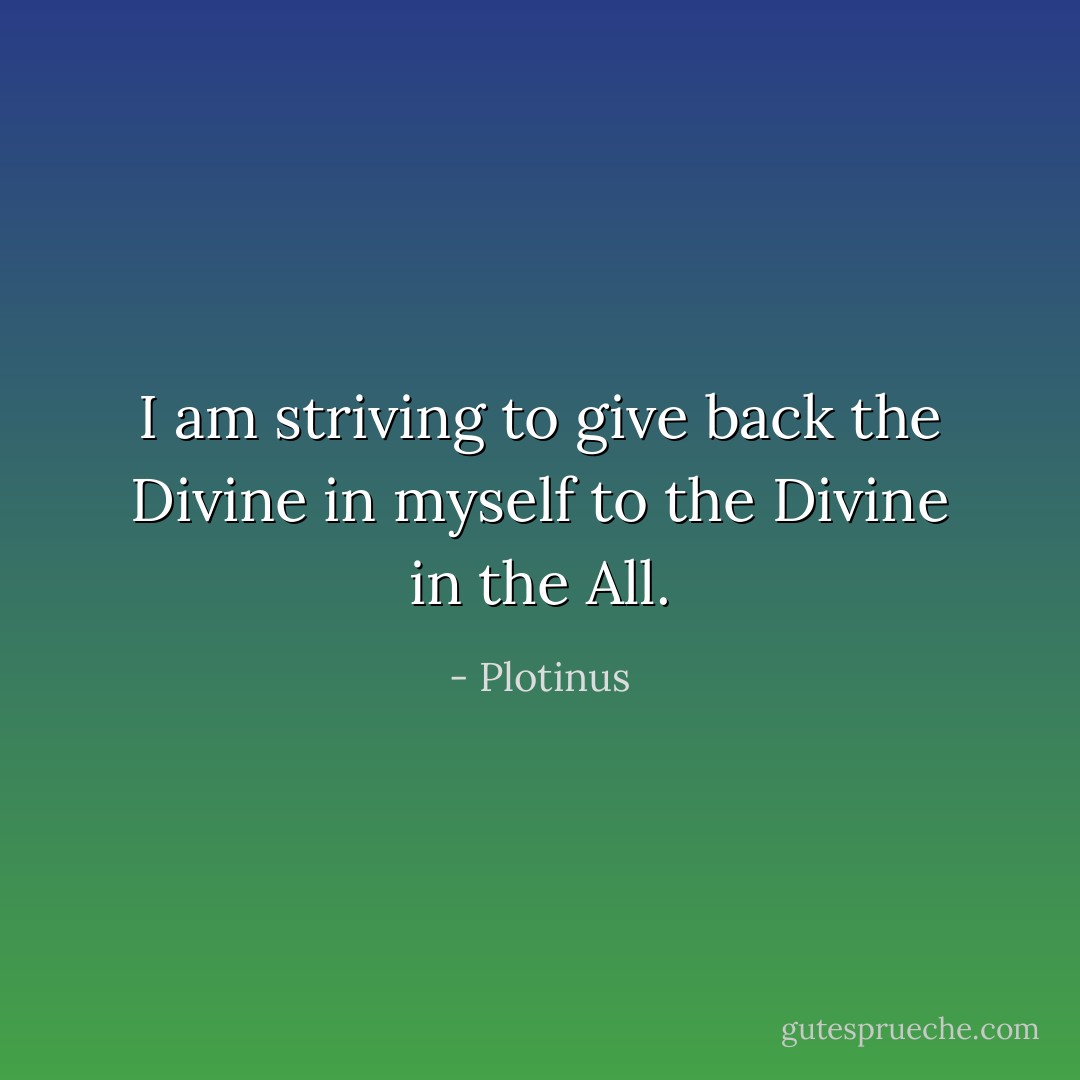 I am striving to give back the Divine in myself to the Divine in the All. - Plotinus