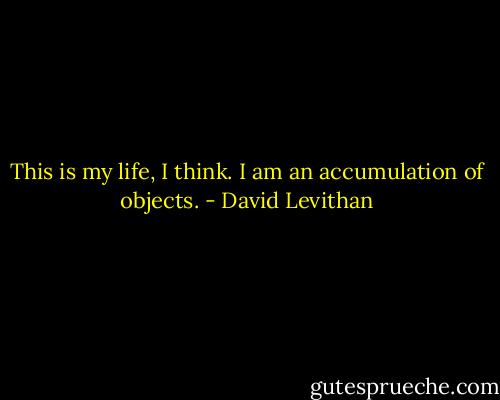 This is my life, I think. I am an accumulation of objects. - David Levithan