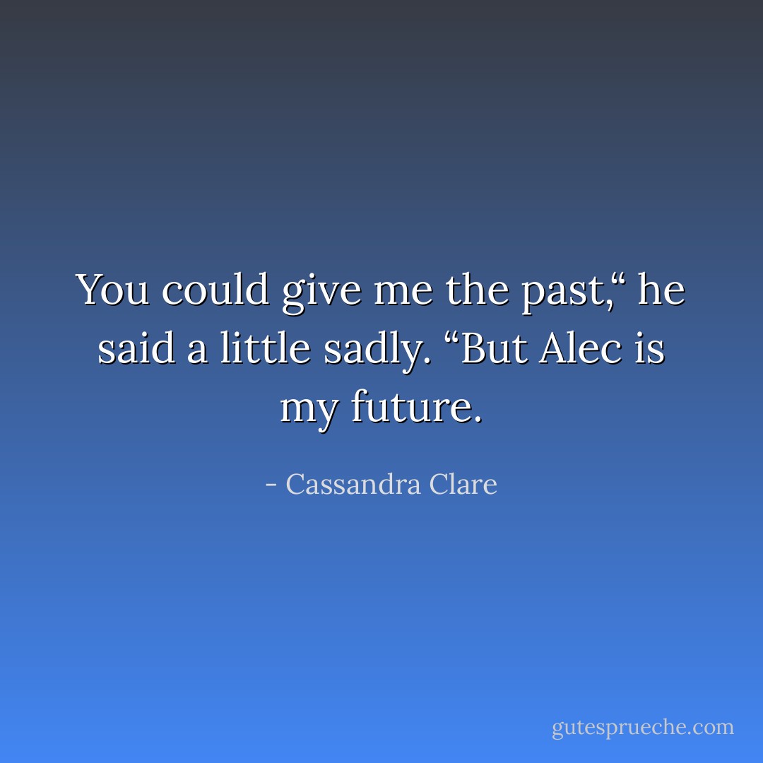You could give me the past,“ he said a little sadly. “But Alec is my future. - Cassandra Clare