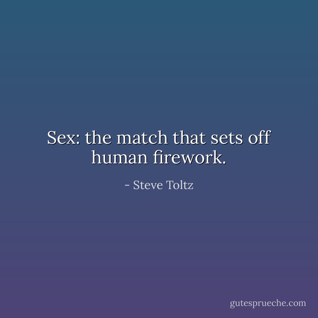 Sex: the match that sets off human firework. - Steve Toltz