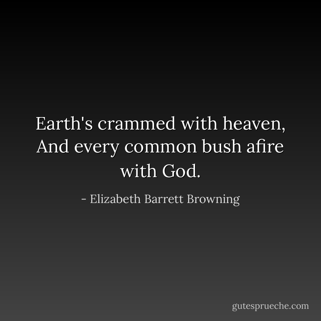 Earth's crammed with heaven, And every common bush afire with God. - Elizabeth Barrett Browning