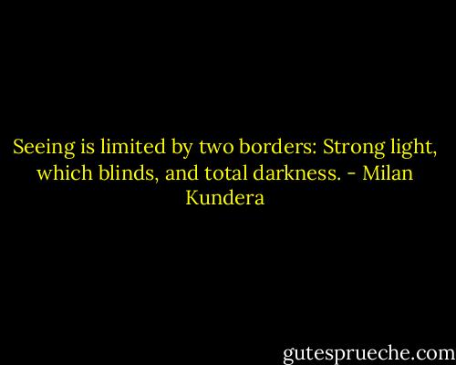 Seeing is limited by two borders: Strong light, which blinds, and total darkness. - Milan Kundera