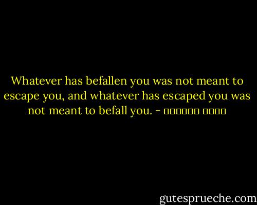 Whatever has befallen you was not meant to escape you, and whatever has escaped you was not meant to befall you. - عائض القرني