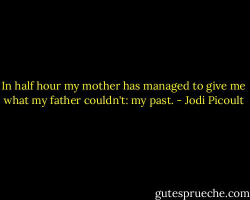 In half hour my mother has managed to give me what my father couldn't: my past. - Jodi Picoult