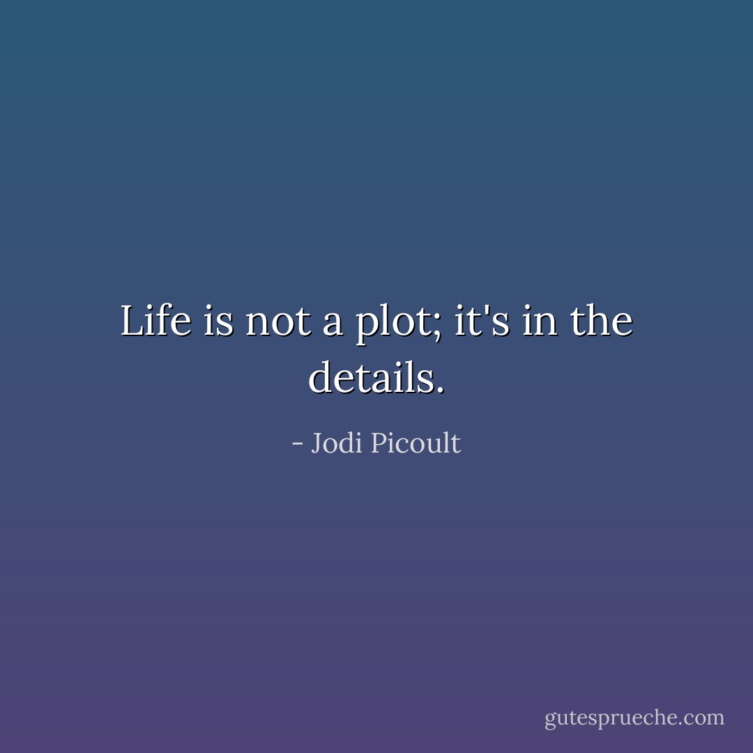 Life is not a plot; it's in the details. - Jodi Picoult