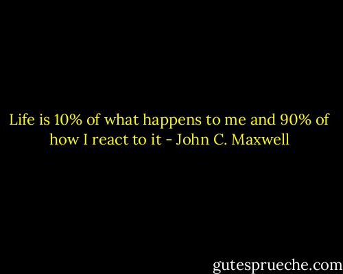 Life is 10% of what happens to me and 90% of how I react to it - John C. Maxwell