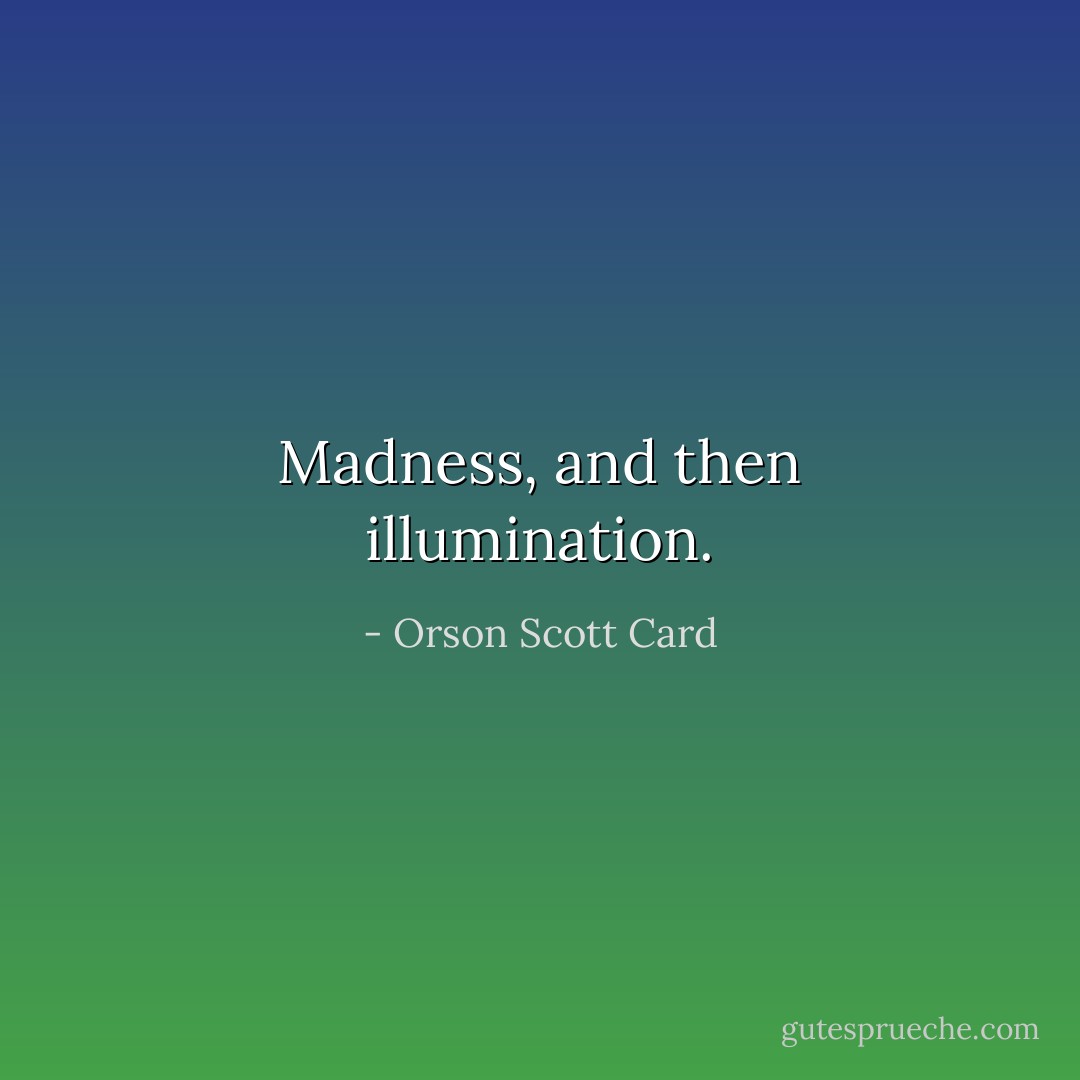 Madness, and then illumination. - Orson Scott Card