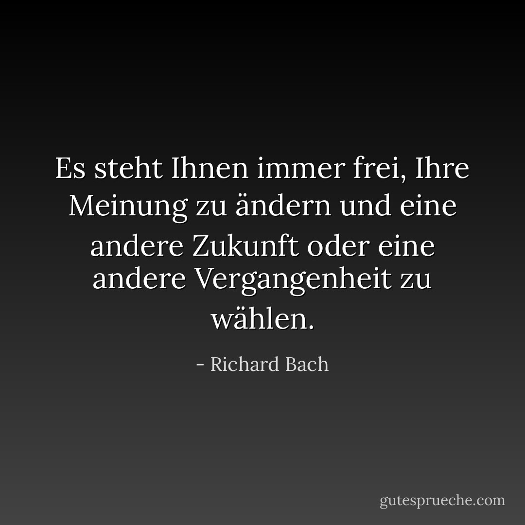Es steht Ihnen immer frei, Ihre Meinung zu ändern<br />und eine andere Zukunft oder eine andere Vergangenheit zu wählen. - Richard Bach<