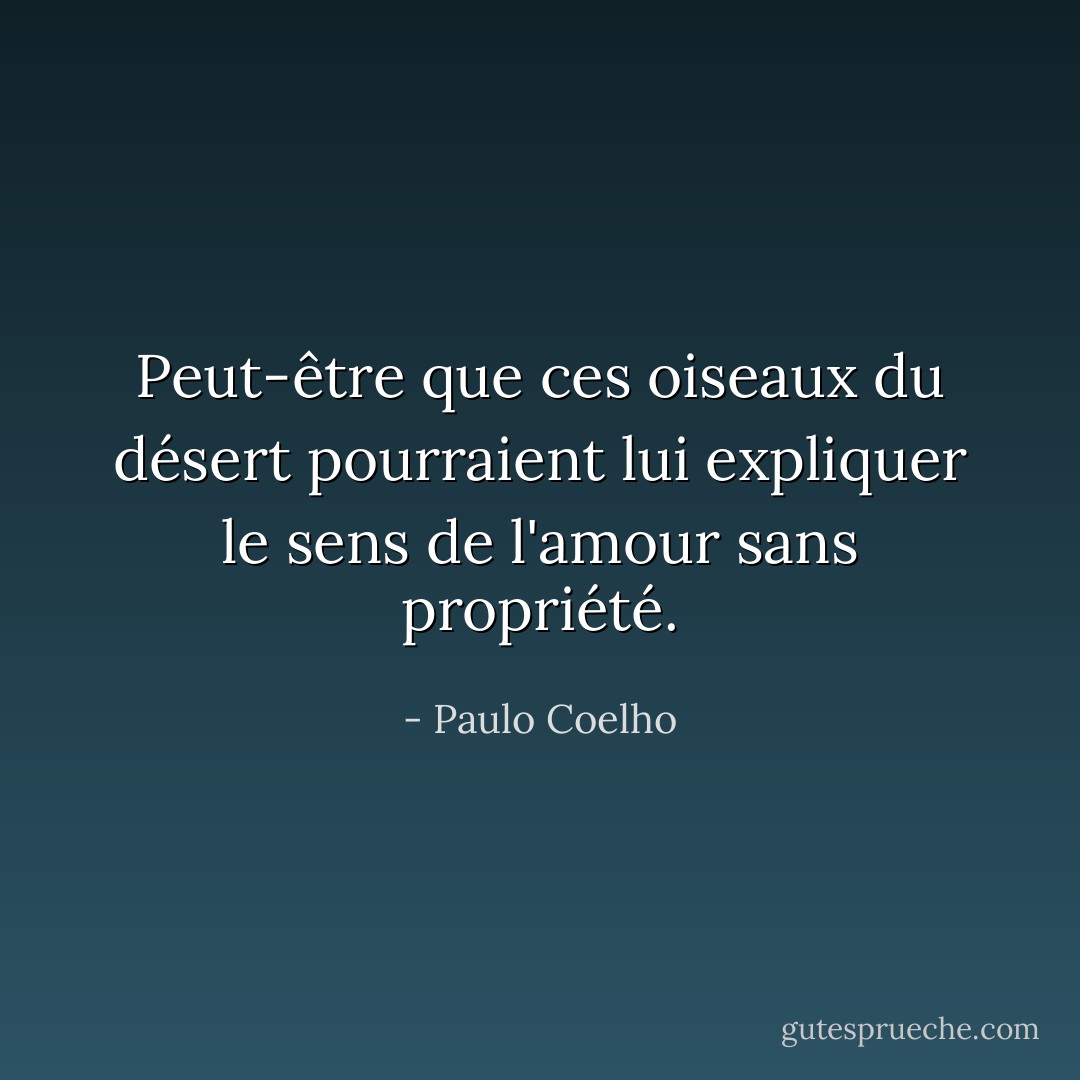 Peut-être que ces oiseaux du désert pourraient lui expliquer le sens de l'amour sans propriété. - Paulo Coelho